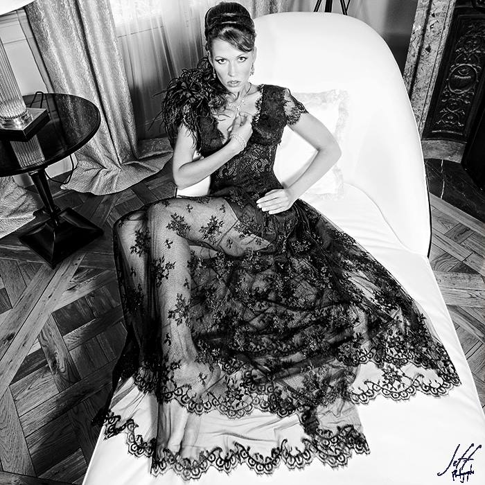 Robe haute couture en dentelle de Calais Estelle Cloann Couture
